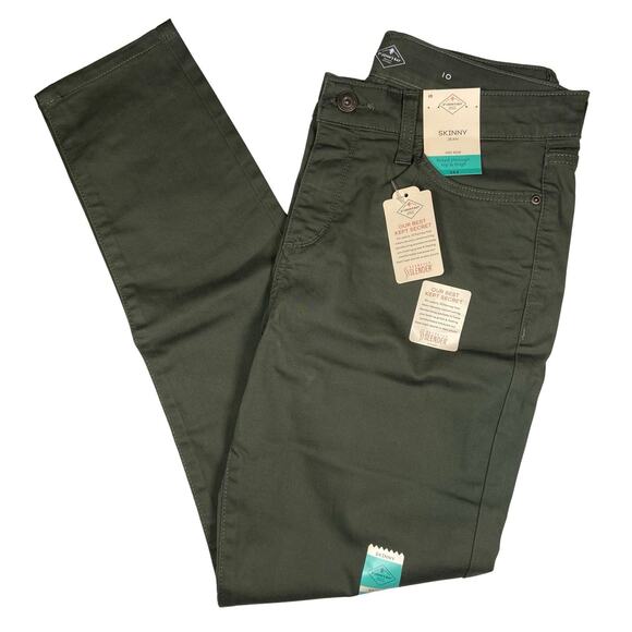 NWT St Johns Bay Women's Size 10 (32x30) Skinny Jeans Green Slimming Mid Rise - Picture 1 of 8